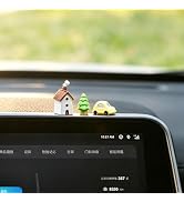 YGMONER 3 Pieces Resin Car Dashboard Decorations, Mini House Tree & Tiny Car Figurines Set