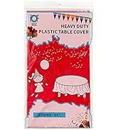 D&Z 12 Pack Red Plastic Tablecloth Table Cloth 84" Round Disposable Table Cover for Party Birthda...