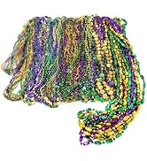 4E's Novelty Bead Assortment Mardi Gras Beads Bulk (100 Pcs) Metallic Purple Gold Green Assorted ...