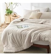 Bedsure Queen Comforter Set - Beige Soft Bedding for All Seasons, Cationic Dyed Bed Set, 3 Pieces...