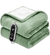 Reaks Heated Blanket Throw, 50×60 Inches, Fast Heating Blanket 10 Heat & 9 Timer Settings, Electr...