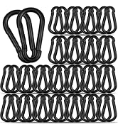 50PCS 3'' Spring Snap Hook Carabiner, M8 5/16Inch Galvanized Black Steel Carabiner Clip, 500LBS H...
