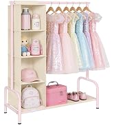 Univivi Kids Clothing Rack with Hanging Organizer, Short Toddler Dress Up Storage Rack for Hangin...
