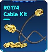 SMA Male to SMA Female Bulkhead RG174 Cable + 3pcs RF Coax SMA Adapter Kit