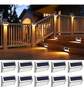 ROSHWEY Deck Lights, 10 Pack 30 LED Deck Lights Solar Powered Outdoor Waterproof, Patio Step Ligh...