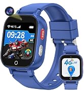 Smart Watch for Kids, 4G Kids Smartwatch with GPS Tracker Calling (Blue) | WIFI/Voice/Video Chat/...
