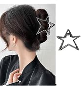 Black Metal Five-Pointed Star Hair Claw Clips - Elegant Shiny Hair Accessories for Women and Girl...