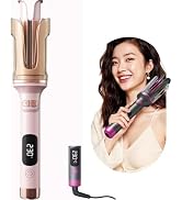 1 Inch Curling Iron Automatic Rotating Long Hair Curler with Digital Display Beach-Waves Curling ...