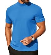 COOFANDY Mens Mock Turtleneck Shirts Casual Premium Cotton Short Sleeve Shirt Basic Half Neck T-S...