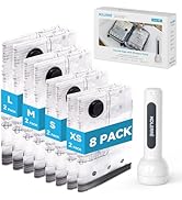 KOLERRE 8 Pack Travel Vacuum Bags with Upgraded Rechargeable Pump, 4 Sizes Space Saver Vacuum Sto...