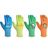 SLARMOR Kids-Gardening-Gloves for Age 3-12, Rubber-Coated Garden Yard Work-Gloves for Children To...