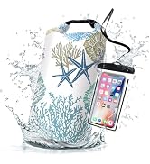 Waterproof Dry Bag,Roll Top Nautical Coastal Ocean Beach Seashell Starfish Waterproof Backpack 5L...