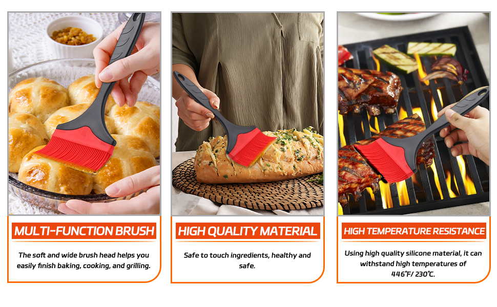 Silicone Basting Brush for Grilling,Heat Resistant Brushes Spread Oil Butter Sauce for Cooking