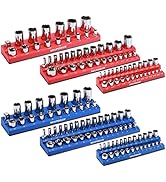MIXPOWER 6 Pieces SAE and Metric Magnetic Socket Organizers, Total 143 Slots, 1/4", 3/8" and 1/2"...