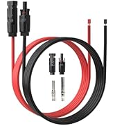 ELFCULB Solar Panel Extension Cable-1Pair 10AWG 20FT Solar Extension Cable Black&Red with Male/Fe...