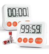 2 Pack Digital Kitchen Timer, Magnetic Countdown Timer Large LCD Display | Two Timers for Multipl...