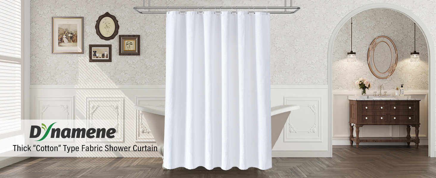 white shower curtain