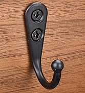 Alele 12Pcs Wall Mounted Coat Hooks,Single Prong Robe Hook for Hanging,Black-Painted (Black Singl...