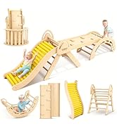 Pikler Triangle Set for Kids, 10 in 1 Toddler Climbing Toys Indoor, Foldable Wooden Montessori Cl...