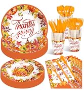 175 Pcs Thanksgiving Tableware Set - Serves 25, Harvest-Themed Disposable Plates, Cups, Napkins, ...