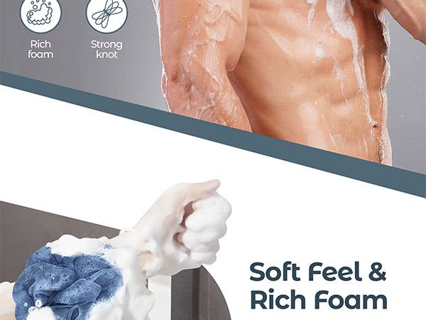 soft feel and rich foam shower body scrubber loofa
