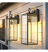 L LOHAS LED 2 Pack 18 Inch Large Size Dusk to Dawn Outdoor Wall Light Fixtures, Black Waterproof ...