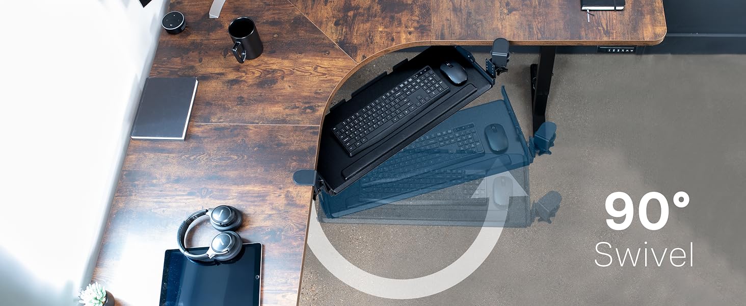 Clamp-on Height Adjustable Tilting Keyboard Tray