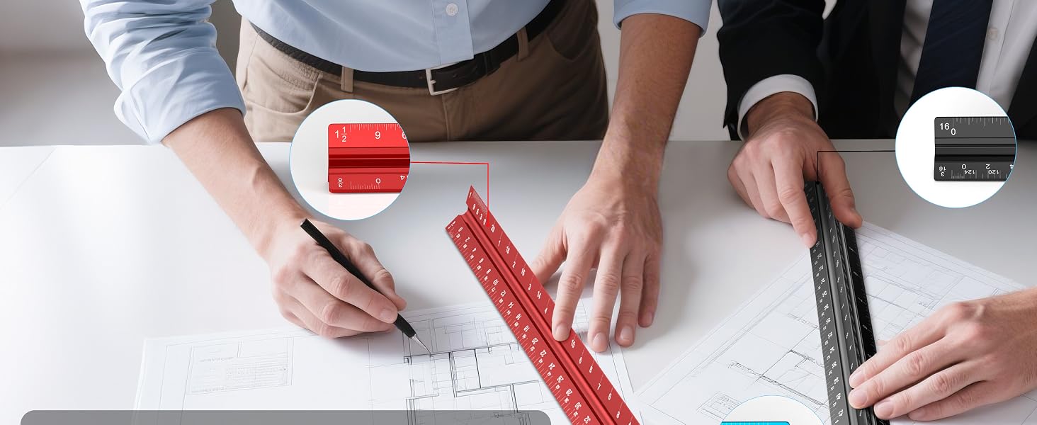 Architectural Scale Ruler Inches Imperial Aluminum Metal Architecture Engineering Triangular