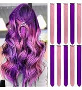 LADYAMZ Colored Hair Extensions 10 PCS, Colorful Christmas Party Highlights Clip in Synthetic Hai...