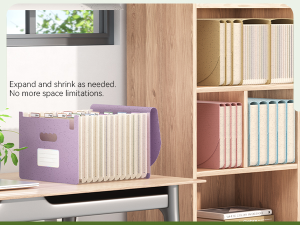 Accordion File Organizer, 12 Pockets Wheat Straw Expanding File Folders