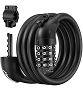 Sportneer Cable Lock: 12mm Heavy Duty Bicycle Lock – 4 Digit Resettable Combination, Anti-Freeze ...