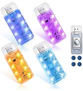 LINFGWNF 4 PCS Car LED Lights, USB Plug-in Rechargeable 8 High-Brightness,Portable Touch Control ...