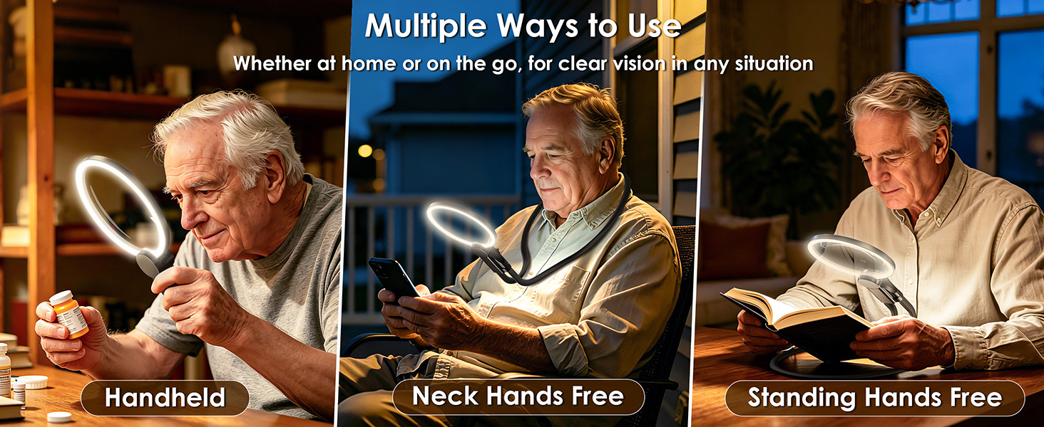 Text reads 'Multiple Variants' and 'Standing Hands Free'. Three men in workshop/industrial setting demonstrating different hand positions or use cases.
