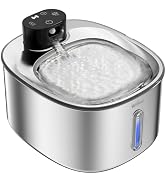 Stainless Steel Cat Water Fountain, 142fl.oz/4.2L Cat Fountain Battery Operated with Motion Senso...