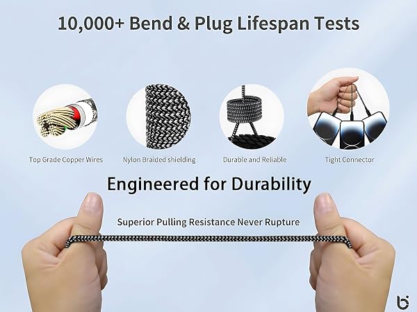 Nylon braided heavy duty design replaces messy car charger multiple cords for travel