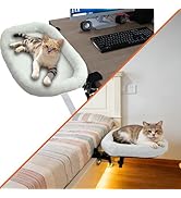 Cat Desk Bed&Cat Hammock for Desk and Bedside,90°Rotating&Height Adjustable,40 lbs Capacity,Soft ...