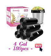 black small 4 gallon trash bags, garbage bags, bathroom trash can bin liners, waste basket liner