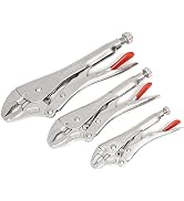Crescent Curved Jaw Locking Pliers with Wire Cutter - 3 Piece Set - Home DIY & Professional Mecha...