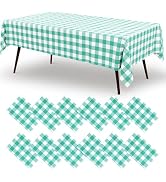 misaya 12 Packs Buffalo Disposable Table Cloth, 54 x 108 Inch Waterproof Plastic Tablecloth, Rect...