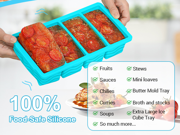 3-Pack Silicone Freezer Trays with Lid