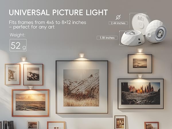 lights over pictures on wall