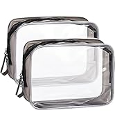 WantGor Clear Makeup Pouch 2 Pack TSA Approved Cosmetic Bag Organizer Small Makeup Bags Case Trav...