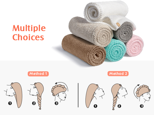 Microfiber Hair Towel Wrap Women Absorbent Quick Dry Hair Turban Wet Hair, Curly, Long, Thick