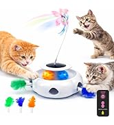 GIFAIRY Cat Toys for Indoor Cats, 3 in 1 Automatic Cat Toy with Silent Motor (White) – Interactiv...