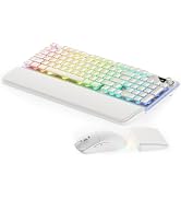 EWEADN V98 Wireless Keyboard and Mouse Combo Dual Wrist Rest, White | Dual ergonomic wrist rest, ...