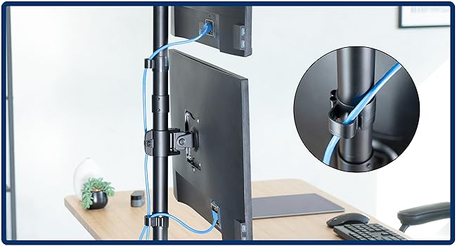 stacked dual monitor desk mount cable management