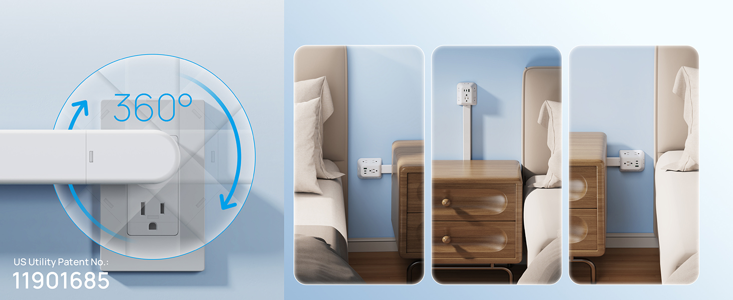 360 rotating plug outlet extender stick
