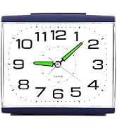 DTKID Alarm Clock Bedside Silent Non Ticking,Large Display Analogue Clock with Night Light,Batter...