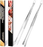 Gutsdoor 2Pcs Kitchen Tweezers Stainless Food Tongs Chef Tweezers 12 Inch Tweezers Tongs for Cook...
