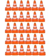 30 PCS Mini Traffic Cones, 1" Mini Orange Cones Roadblock Signs, Small Construction Cone Orange T...